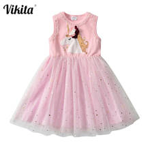 Vestido de unicórnio para meninas, vestidos das princesas, roupas infantis 2024 - compre barato