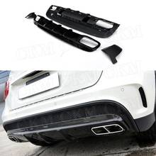 ABS Material Rear Diffuser Trim with 304 Stainless Steel Exhaust Tips For Benz GLA Class X156 GLA45 Sport 2014-2017 Bumper Guard 2024 - buy cheap