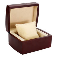 Caixa de armazenamento de relógio em madeira com espaços simples de vinho tinto vintage com travesseiro removível 2024 - compre barato