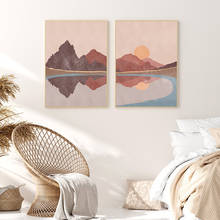 Boho Style Lake Mountain Canvas Poster Print Abstract Sunset Landscape Painting Nordic Wall Art Picture for Bedroom Decor 2024 - buy cheap