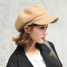 Fashion Wool Solid Beret Women Autumn Winter Octagonal Cap Painter Newsboy Caps Yellow Beret Hats 2024 - buy cheap