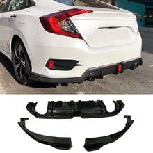 Carbon Look Rear Bumper Diffuser Lip Spoiler for Honda Civic 10th 2016 -2018 PP Rear Diffuser with Splitters Gloss Matte Black 2024 - buy cheap