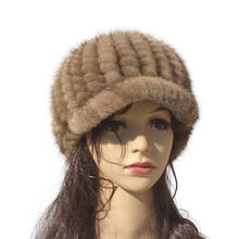 Authentic Autumn And Winter Women's Mink Fur Hat Natural Water Fabric Mink Fur Cap New Female Real Quality Mink Leather Hat Gift 2024 - buy cheap