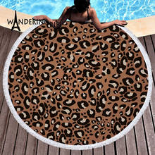 Abstrato leopardo padrão redondo toalha de praia com borlas microfibra impresso ponto 150cm verão natação piquenique esteira viagem cobertor 2024 - compre barato