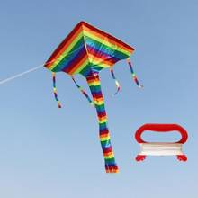 Цветной Радужный воздушный змей с длинным хвостом, нейлоновые воздушные змей, летающие игрушки для детей, Детский трюковый воздушный змей, серфинга без контрольной панели и линии 2024 - купить недорого