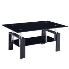 Multipurpose Coffee Table Side Table Double-Glazed Dining Table Stainless Steel Foot 110x60x45.5CM Black/White[US-Stock] 2024 - buy cheap