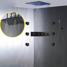Juego de ducha de techo de 20 ", Set de ducha de lluvia con LED, grifo de ducha higiénico negro, mezclador termostático, 6 piezas, chorros para el cuerpo 2024 - compra barato