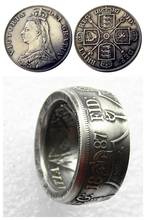 Moneda de anillo hecha a mano por UF01 gran Reino Unido, Victoria 1887, moneda de copia chapada en plata doble Florina, tamaños 8-16 2024 - compra barato