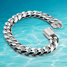 New Fashion  Wide 10MM 925 Solid Silver Cuban Water Wave Chain Bracelets Men Link Chain Gift Armband Male Jewelry 2024 - buy cheap