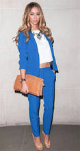 Модные синие женские брючные костюмы женский деловой костюм Блейзер Куртка + брюки формальная офисная форма стиль женские брюки брючный костюм 2024 - купить недорого