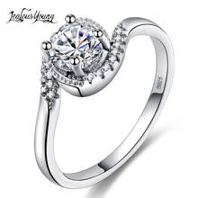 Anillos para damas de boda de circonita redonda clásica, incrustaciones de Color plateado, cristal brillante, anillo de compromiso, regalo de joyería 2024 - compra barato