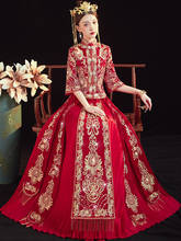 Fzslcyiyi vestido de casamento grandes 6xl, bordado chinês cheongsam vestido de casamento vintage qipao presente nobre roupa de torrado clássica para casamento 2024 - compre barato