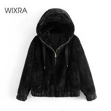 Wixra Womens Casual Faux Fur Hooded Coat Ladies Zipper Outwear Jacket Loose Street Style Warm Overcoat Autumn Winter 2024 - buy cheap