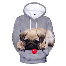 Sudadera con capucha de Pug 3D para hombre y mujer, ropa de calle informal con capucha, estilo Harajuku, para otoño 2024 - compra barato