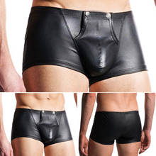 Bóxer de cuero PU para hombre, ropa interior Sexy, lencería erótica, pantalones cortos, negro, L, XL, XXL, venta al por mayor 2024 - compra barato