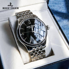 Reef tiger/rt-relógio mecânico automático para homens, clássico, com data, aço inoxidável, vidro de safira, frete grátis 2024 - compre barato
