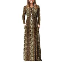 Леопардовое Длинное Макси приталенное платье для беременных женщин; одежда с круглым вырезом и карманами; платье для беременных; Vestidos Gravida; одежда 2024 - купить недорого