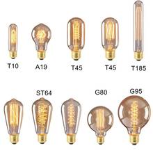 Винтажная светильник ПА Эдисона, E27 220V 40W ST64 G80 G95 T10 T45 T185 A19 2024 - купить недорого