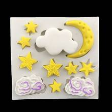 Molde de silicona con forma de luna y estrella, herramientas de decoración de pasteles, pasta de goma de chocolate 2024 - compra barato