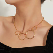 Collar con colgantes de círculo diferente para mujer, cadena de clavícula geométrica de Color dorado y plateado, joyería de moda, collares cortos, novedad de 2021 2024 - compra barato