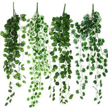 Cyuan plantas artificiais 90/190cm, folhas vagens, guirlanda falso, folhagem, casa, jardim, parede, videira, planta verde, decoração de casamento 2024 - compre barato