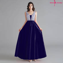 Beauty Emily 2019 V Neck Rhinestones Sleeveless Evening Dresses Customized Open Back Formal Party Dress Vestido de festa longo 2024 - buy cheap