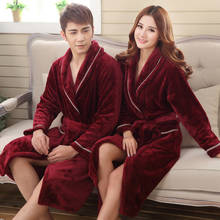 Winter Thick Warm Female Coral Fleece Kimono Robe Lovers Couple Nightgown Bath Gown Sleepwear Men Large Nightwear M L XL XXL 3XL 2024 - buy cheap