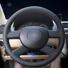 Cubierta de cuero Artificial para volante de coche, protector negro para Volkswagen VW Polo 2003 2004 2005 2006 2024 - compra barato