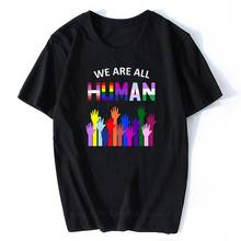 We Are All Human LGBT Gay Les Rainbow T-shirt Short Sleeve Hipster Tops Men Tshirt Aesthetic Tumblr Harajuku Fashion T Shirts 2024 - buy cheap