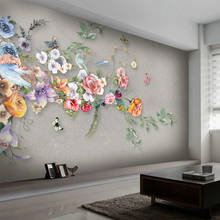 Papel de parede com mural personalizado 3d, pintado à mão floral, borboleta, mármore, sala de estar, quarto, decoração da casa, papel de parede 2024 - compre barato