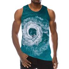 Camiseta masculina com estampa 3d de mergulho, sem mangas, para praia, colete gráfico para esportes, camiseta de praia com areia azul 2024 - compre barato