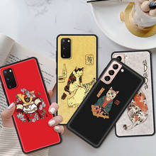 Telefone pára-choques para samsung galaxy s21 s20 s10 plus ultra lite fe gato japonês arte fundas para samsung s10e s9 s8 s7 borda escudo 2024 - compre barato