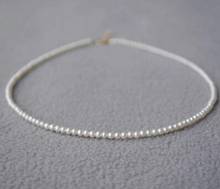 Fashion jewelry Free Shipping  15.5-16" mini AAA+3-4 mm Real natural Akoya white round pearl necklace 14k Gold 2024 - buy cheap