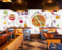 Papel de parede personalizado em 3d, decoração de parede de desenho animado para pizza, restaurante, bares e tv. 2024 - compre barato