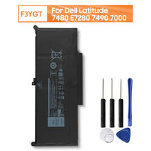 Bateria de substituição genuína para laptop f3ygt, para dell latitude 7480, e7280 7490, 7000, dm3wc, 2x39g, bateria recarregável autêntica 60wh 2024 - compre barato