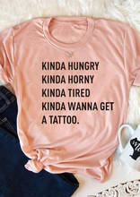 Голодная, немного ороговевшая футболка с круглым вырезом, футболка, Женская забавная одежда, футболки для девочек, топы с графическим принтом tumblr 2024 - купить недорого