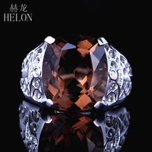 HELON-anillo de compromiso de plata de primera ley y diamante para mujer, sortija, plata esterlina 925, 8,8 CT, Cuarzo Natural ahumado, joya de boda, venta al por mayor 2024 - compra barato