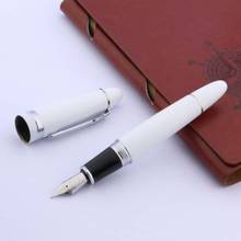 Jinhao 159-pluma estilográfica de alta calidad, bolígrafo blanco, adorno plateado, punta media, bolígrafos giratorios de tinta para la escuela, papelería de oficina 2024 - compra barato