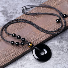 Natural Black Obsidian blessing Buckle Pendant Necklace Fashion Charm Jewellery Hand-Carved Lucky Amulet Gifts for Women Men 2024 - buy cheap