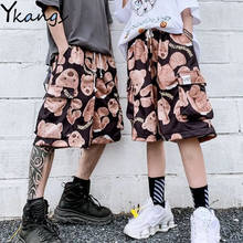 Harajuku Cartoon Print Korean Style Streetwear Goth Cargo Shorts Female Pocket Summer High Waist Sports Biker Cycling Shorts New 2024 - buy cheap