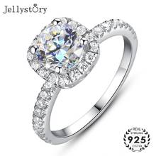 Jellystory-Anillo de plata de primera ley y moissanita para mujer, sortija, plata esterlina 100%, Circonia cúbica, zirconia, circonita, zirconita, zirconita, 2 quilates 2024 - compra barato