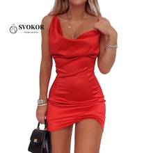 SVOKOR Irregular Collar Satin Strap Dress Women Elegant High Waist Bodycon Dress Backless Sexy Club Clothes Women Package Hip 2024 - buy cheap