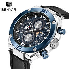 BENYAR Top Brand Luxury New Men Quartz Chronograph Mens Watches Gold Watch Fashion Genuine Leather Clock relogio masculino 2019 2024 - buy cheap