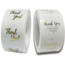 Carddsgn 500pcs/roll thank you Gold foil stickers clear roll 1inch round transparent stickers packaging favor label 2024 - buy cheap