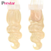 Perstar-extensiones de pelo brasileñas con encaje, accesorio capilar ondulado de 4x4 pulgadas, cabello humano prearrancado con pelos de bebé, Base de seda de PU 2024 - compra barato