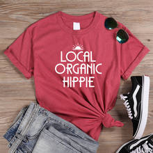 Camiseta de la letra del Hippie orgánico Local de ONSEME camiseta divertida de la impresión del logotipo del amanecer camisetas de las mujeres Hipster Streetwear Básicas Camiseta amarilla 2024 - compra barato