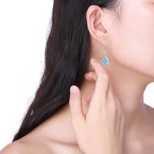 Special design Blue Fire Opal stamp Silver Dangle Earrings Anniversary Fashion Jewelry Opal Jewelry OE485A 2024 - buy cheap
