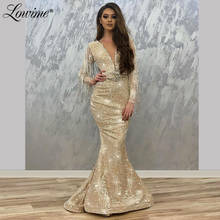 Robe De Soiree Sparkly Glitter Mermaid Evening Dress Middle East Women Gowns 2020 Arabic Kaftans Long Sleeve Prom Party Dresses 2024 - buy cheap