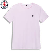 Fredd Marshall-Camiseta clásica básica para hombre, camisa 2020 de algodón con bordado informal, de manga corta, Rosa liso, 100% 2024 - compra barato