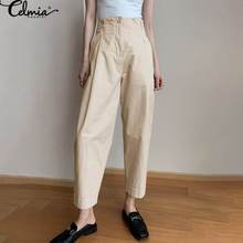 Celmia Women Carrot Pants 2021 Fashion High Waist Long Pants Ladies Casual Loose Trousers Solid Pockets Work Pantalones Femme 2024 - buy cheap